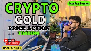 Live on Bitcoin  Gold Scalp with Price Action btechtraderss live Btc trading 06102024 [upl. by Jaquiss]