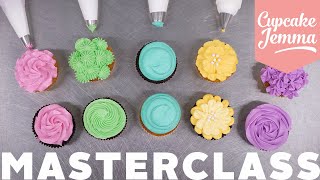 Buttercream Piping Cupcake Decorating Masterclass amp Tutorial  Cupcake Jemma [upl. by Halil]