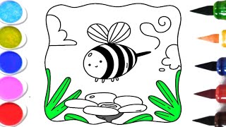 The bee drawing painting and colouring for kids [upl. by Aneelak4]