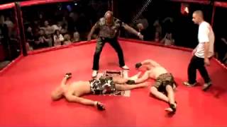 Cage Fighting Boxing  Two guys in double punch knockout [upl. by Enomsed]