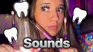 TEETH SOUNDS ASMR Spoolie mermaid brush unicorn brush dropper etc [upl. by Airdnat]