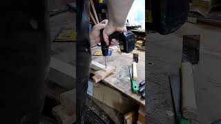 Drilling holes for upright in mini Oseberg loom [upl. by Bolitho828]