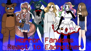 Horror Fandoms react to each other  Part 26  Gacha Club [upl. by Puglia]