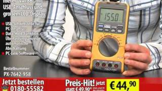 Digitales Multimeter quotVA18Bquot mit USBAnschluss und großem LCDDisplay [upl. by Eseerehs]