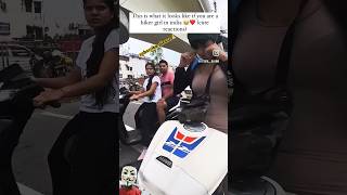 cute reaction girl and boys automobile bikegirl travel youtubeshorts shorts [upl. by Addia]