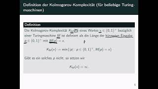 Bachelorarbeitsvortrag zum Thema KolmogorovKomplexität [upl. by Milli251]