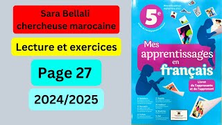 Sara bellali chercheuse marocaine Mes apprentissages en Français 5 AEP PAGE 27 Edition 20242025 [upl. by Ketty]