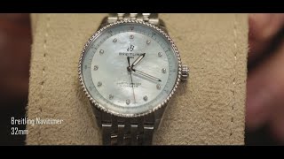 Discover Elegance Breitling Navitimer 32mm Ladies Watch with LabGrown Diamond Dial Review [upl. by Georgianne]