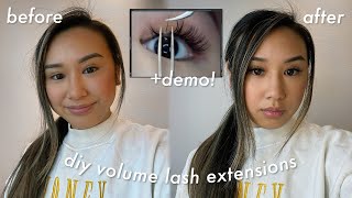 DIY VOLUME LASH EXTENSIONS ATHOME APPLICATION DEMO [upl. by Cerracchio]