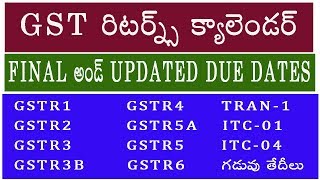 GST Returns and Forms Final and Updated due dates calendar in Telugu [upl. by Breech]