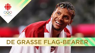 Canadian sprinter Andre De Grasse reacts to being named opening ceremony flagbearer  Paris 2024 [upl. by Laith]