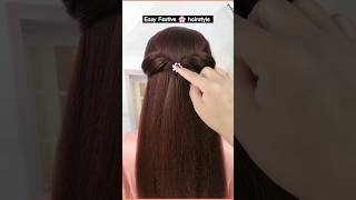 Easy Festive Hairstyle🌸✨hairstyle festivehairstyles shorts [upl. by Assel]