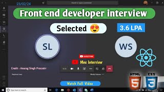 Fresher  Front end developer interview 2024  web developer interview  Reactjs developer interview [upl. by Lemyt163]