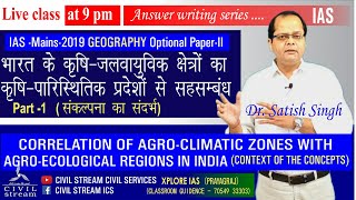 CORRELATION OF AGROCLIMATIC ZONES WITH AGROECOLOGICAL REGIONS IN INDIA ByDr Satish Singh [upl. by Crellen943]