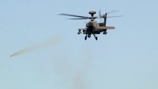 AH64 Apache Helicopter in Action  Rocket Launch Machine Gun Live Fire [upl. by Mallory]