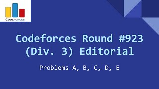 Codeforces Round 923Div 3 Editorial Problems A B C D E [upl. by Imit]