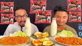 SPICY NOODLES CHALLENGE 🥵  SPICY NOODLES MUKBANG  SERAM BROTHERS EATING CHALLENGE [upl. by Nightingale179]