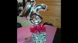 Sweet 16 Balloon Centerpiece  Hot Pink Black White Silver Zebra Polka Dots and Demask Print [upl. by Nereil445]