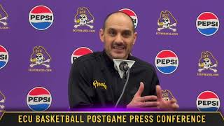 ECU Basketball Coach Mike Schwartz press conference after the AAC win over Tulsa [upl. by Airda]