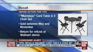 Card table amp chair set being recalled by Walmart [upl. by Silloc737]