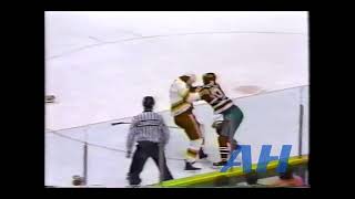 NHL Oct 30 1990 Stephane MatteauCGY v Alan StewartNJ x2 Clips Calgary Flames New Jersey Devils [upl. by Yennek]