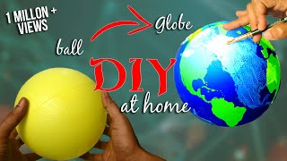 How to make a Globe using ball  DIY  Earth model making [upl. by Ahsitruc]