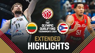 Final Lithuania 🇱🇹 vs Puerto Rico 🇵🇷  Extended Highlights  FIBA OQT 2024 Puerto Rico [upl. by Neala]