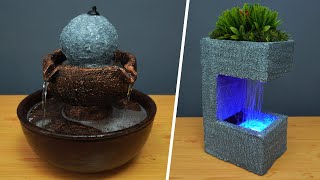 Making 2 Beautiful Indoor Water Fountains  Awesome DIY Tabletop Fountain Using Thermocol amp Cement [upl. by Ruffo743]