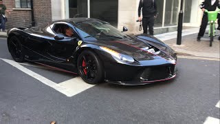 £4 Million Black Ferrari LaFerrari Aperta Hypercar 060 On Street In London  Sound amp Acceleration [upl. by Adlitam]