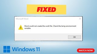 Word could not create the work file check temp environment variable  Easy Fix 2023 [upl. by Bax]