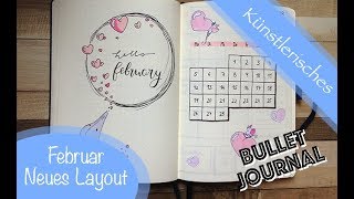 Bullet Journal Februar 2018  Valentinstag  Neues Layout deutsch  Kreativplaner [upl. by Volkan]