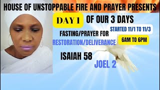 WELCOME TO DAY 1 OF OUR 3 DAYS FASTINGPRAYER FOR RESTORATIONDELIVERANCE [upl. by Asen]