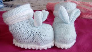 Tuto chaussons faciles de bébé au tricot Part12 [upl. by Sheba]