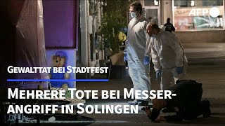 Drei Tote bei Messerangriff in Solingen  Polizei sucht nach dem Täter  AFP [upl. by Ilonka594]