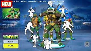 TMNT Fortnite LEONARDO by NINJA TURTLES doing all BuiltIn Emotes and Funny Dances シ [upl. by Ynottirb]