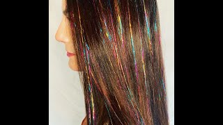 DIY Temporary bright metallic bling tinsel highlights How to easily add a hundred sparkle strands [upl. by Dubenko]