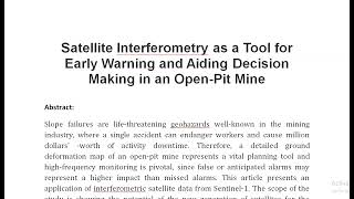 Satellite Interferometry as a Tool for Early Warning and Aiding Decision Making in an Open Pit Mine [upl. by Gusty]