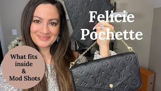 Why I bought the Louis Vuitton Felicie Pochette Empreinte What fits inside amp Mod Shots REVIEW [upl. by Ekez]