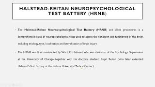 Neuropsychological Assessment Halstead Rietan Battery [upl. by Ronalda98]