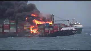 MV EXPRESS PEARL on fire outside Port Of Colombo [upl. by Lepine830]