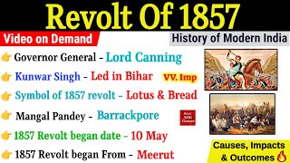 Revolt Of 1857  1857 की क्रांति  1857 Revolt Gk Question And Answer  Modern History of India ssc [upl. by Latsryc]