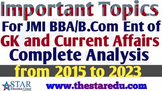 Complete Analysis of GKCA for JMI BBABCOM Entrance Exam Question paper from 2015 to 2023 [upl. by Ardnosal]