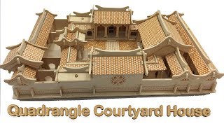 DIY Miniature Quadrangle Courtyard House  3D Woodcraft Construction Kit [upl. by Anirda47]