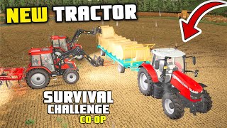 NEW TRACTOR ON THE FARM  Survival Challenge COOP  FS22  Episode 14 [upl. by Scharf]