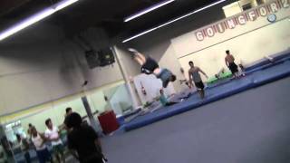 Triple Full Twist Flip Double full over block Gymnastics Practice [upl. by Besnard]