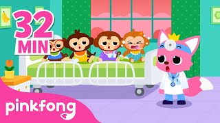 Five Little Monkeys Jumping on the Bed  BEST Monkey Banana Dance Songs  Pinkfong Kids Songs [upl. by Enylodnewg136]