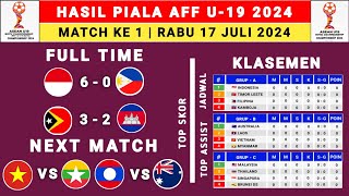 Hasil Piala AFF U19 2024 Hari ini  Indonesia vs Filipina  Klasemen AFF U19 2024  AFF U19 2024 [upl. by Droffig]