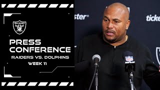 Coach Pierce and Aidan OConnell Postgame Presser  Week 11 vs Dolphins  NFL [upl. by Aicenek]