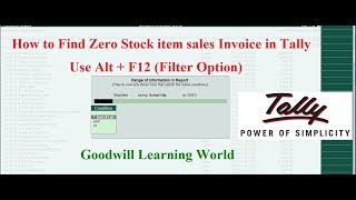 Tally Advance Features How to Find out the Zero Stock Item Missed Inventory in sales Register [upl. by Eveleen]