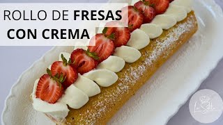 Un clásico de la pastelería ROLLO DE FRESAS CON CREMA [upl. by Kriss]